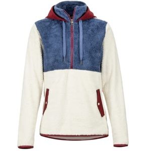 Marmot Blue and Cream Hoodie Sweatshirt